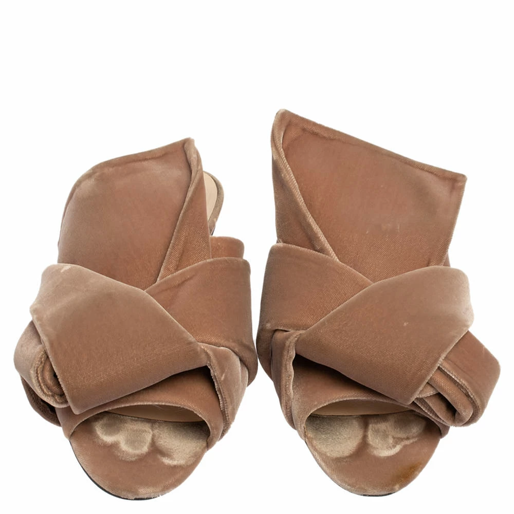 N21 Nº21 Beige Velvet Knot Flat Slide Sandals Size 37 Women N21 Nº21 Beige Velvet Knot Flat Slide Sandals Size 37 Women -N21shop luxury women n21 used shoes p487199 006