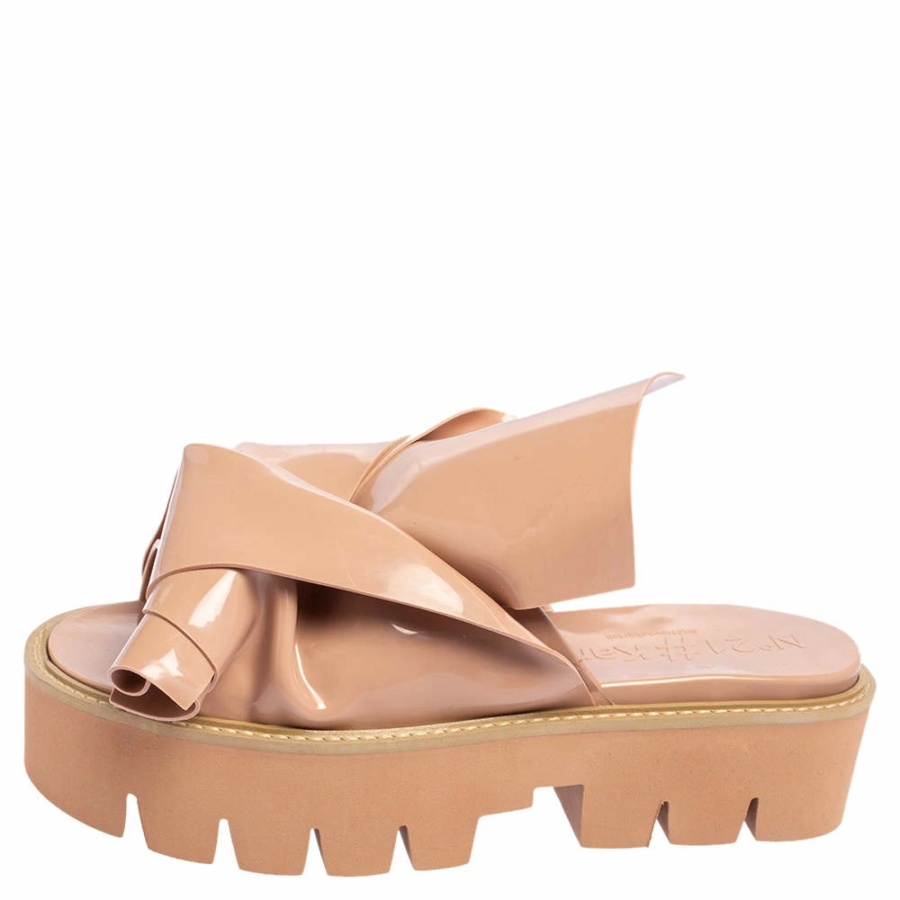 N21 Nº21 X Kartell Beige PVC Knot Platform Slides Sandals Size 39 Women N21 Nº21 X Kartell Beige PVC Knot Platform Slides Sandals Size 39 Women -N21shop luxury women n21 used shoes p490340 001