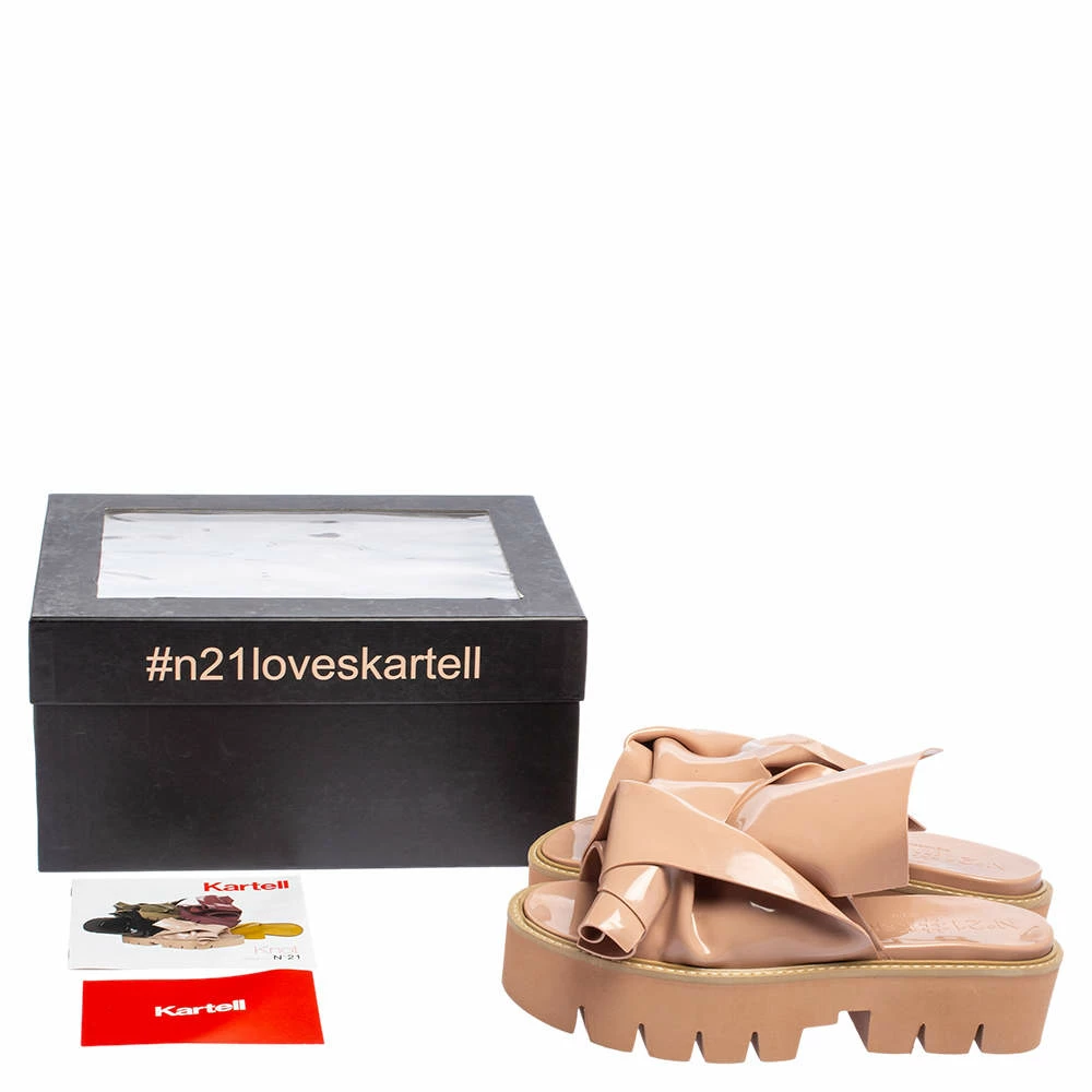 N21 Nº21 X Kartell Beige PVC Knot Platform Slides Sandals Size 39 Women N21 Nº21 X Kartell Beige PVC Knot Platform Slides Sandals Size 39 Women -N21shop luxury women n21 used shoes p490340 005