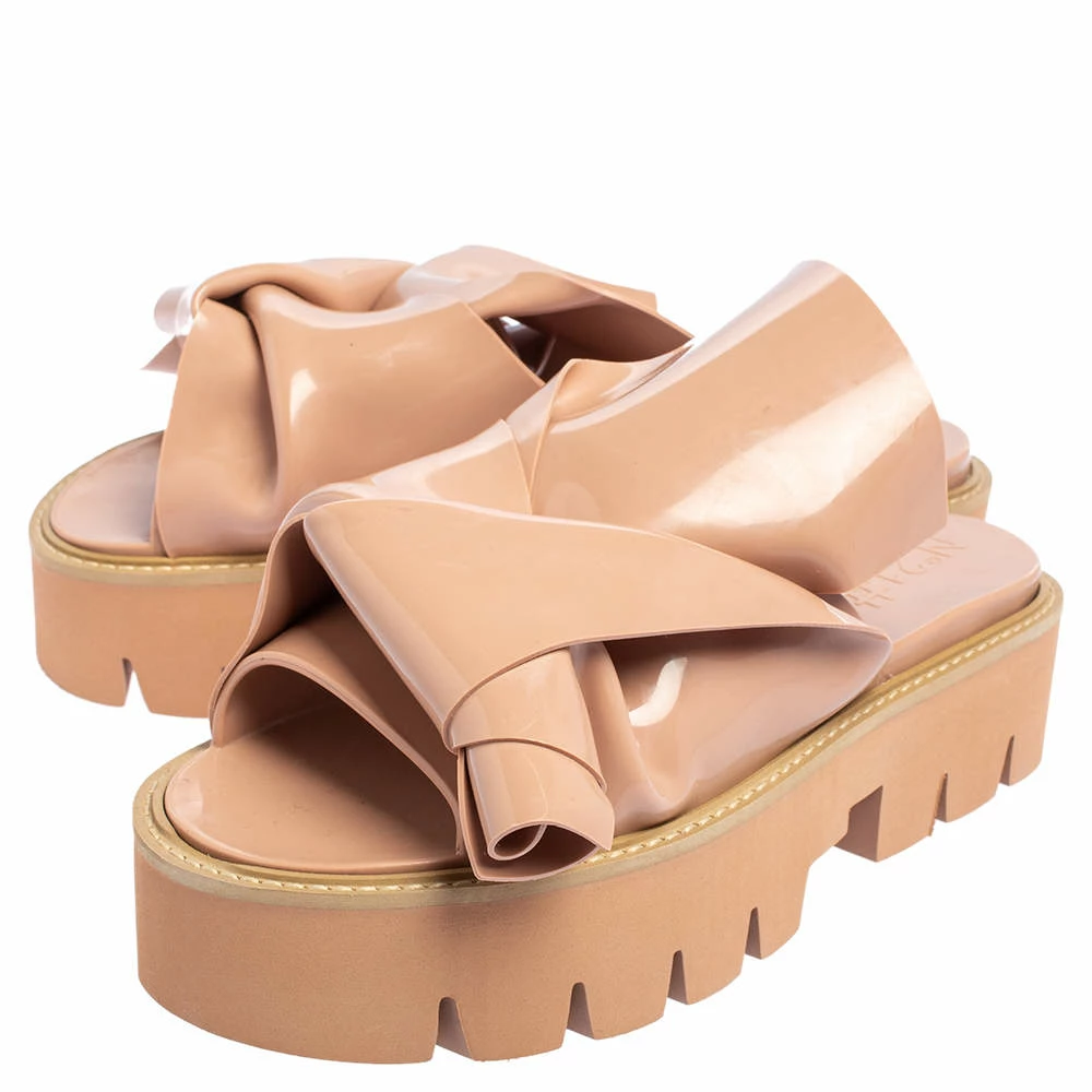 N21 Nº21 X Kartell Beige PVC Knot Platform Slides Sandals Size 39 Women N21 Nº21 X Kartell Beige PVC Knot Platform Slides Sandals Size 39 Women -N21shop luxury women n21 used shoes p490340 007