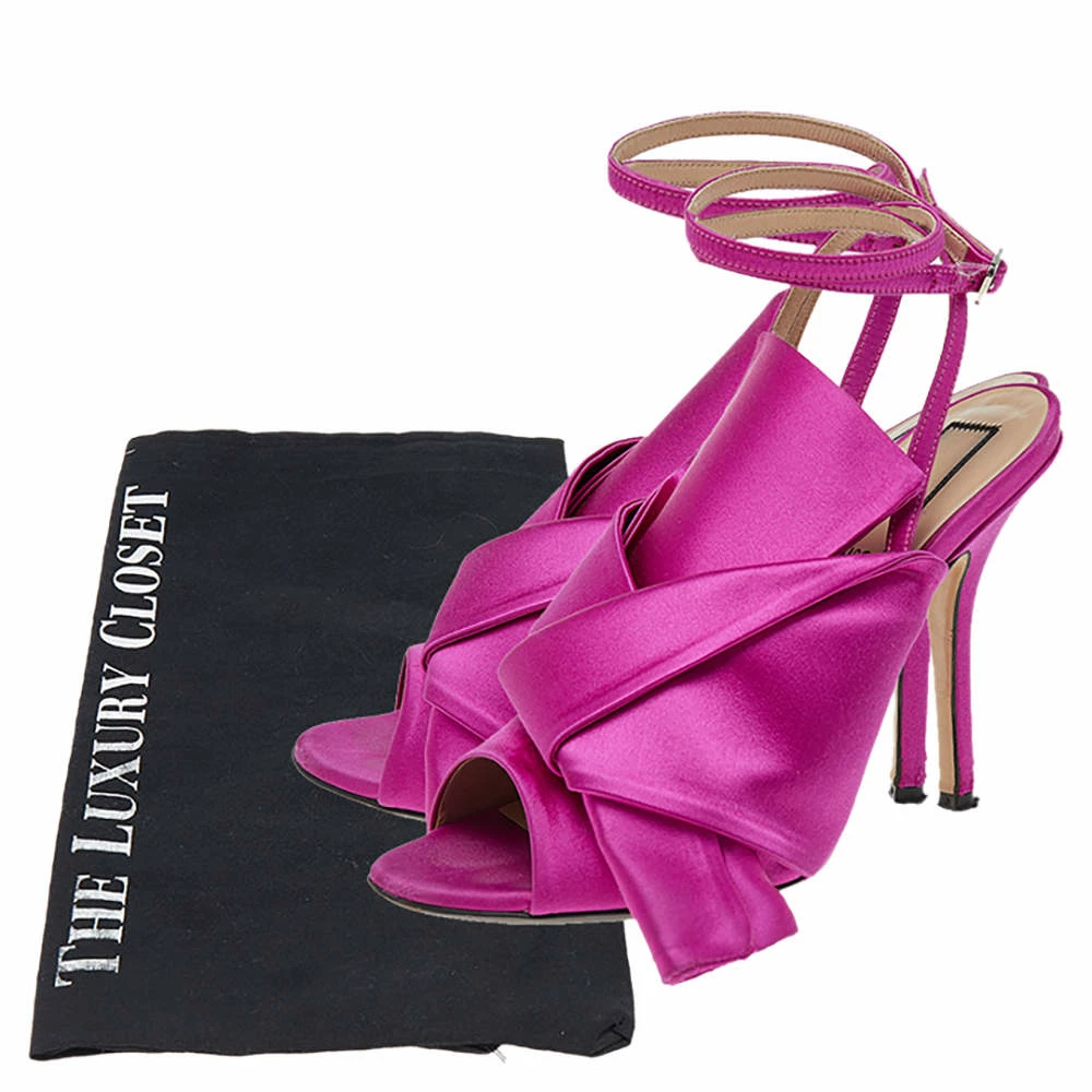 N21 Pink Satin Raso Knot Ankle Wrap Sandals Size 37 Women N21 Pink Satin Raso Knot Ankle Wrap Sandals Size 37 Women -N21shop luxury women n21 used shoes p498541 002