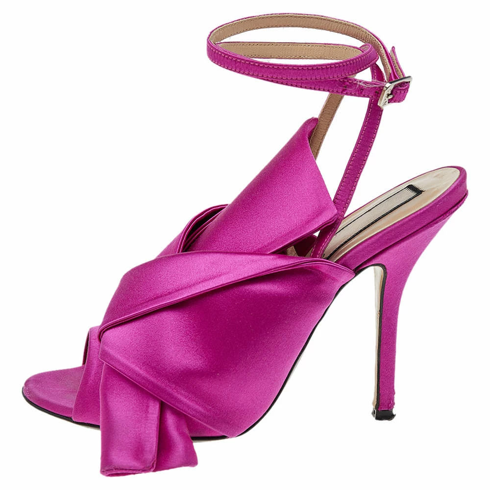 N21 Pink Satin Raso Knot Ankle Wrap Sandals Size 37 Women N21 Pink Satin Raso Knot Ankle Wrap Sandals Size 37 Women -N21shop luxury women n21 used shoes p498541 006