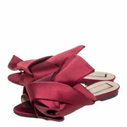 N21 Burgundy Satin Knotted Flats Size 36 Women 5 N21 Burgundy Satin Knotted Flats Size 36 Women -N21shop luxury women n21 used shoes p504786 002