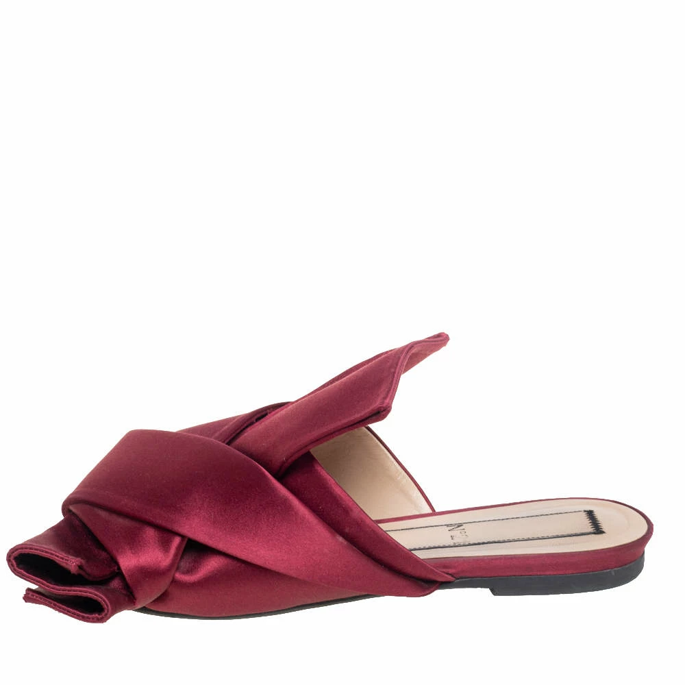 N21 Burgundy Satin Knotted Flats Size 36 Women N21 Burgundy Satin Knotted Flats Size 36 Women -N21shop luxury women n21 used shoes p504786 004