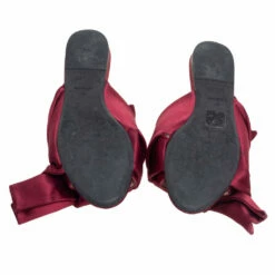 N21 Burgundy Satin Knotted Flats Size 36 Women 7 N21 Burgundy Satin Knotted Flats Size 36 Women -N21shop luxury women n21 used shoes p504786 008
