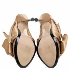 N21 Gold Satin Raso Knot Peep Toe Mules Size 37 Women Sandals 7 N21 Gold Satin Raso Knot Peep Toe Mules Size 37 Women Sandals -N21shop luxury women n21 used shoes p505911 001