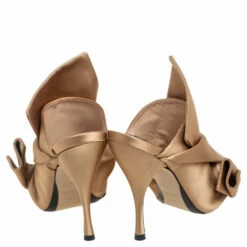 N21 Gold Satin Raso Knot Peep Toe Mules Size 37 Women Sandals 6 N21 Gold Satin Raso Knot Peep Toe Mules Size 37 Women Sandals -N21shop luxury women n21 used shoes p505911 002