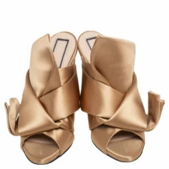 N21 Gold Satin Raso Knot Peep Toe Mules Size 37 Women Sandals 4 N21 Gold Satin Raso Knot Peep Toe Mules Size 37 Women Sandals -N21shop luxury women n21 used shoes p505911 005