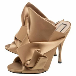 N21 Gold Satin Raso Knot Peep Toe Mules Size 37 Women Sandals 5 N21 Gold Satin Raso Knot Peep Toe Mules Size 37 Women Sandals -N21shop luxury women n21 used shoes p505911 006
