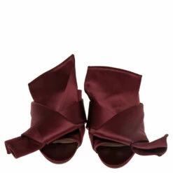 N21 Burgundy Satin Raso Knot Peep Toe Mules Size 37 Women Sandals 4 N21 Burgundy Satin Raso Knot Peep Toe Mules Size 37 Women Sandals -N21shop luxury women n21 used shoes p505982 003