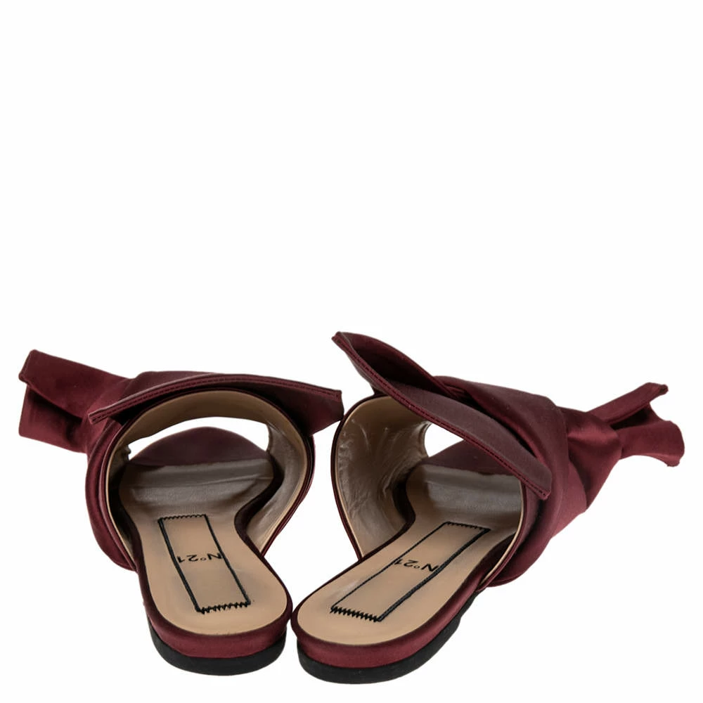 N21 Burgundy Satin Raso Knot Peep Toe Mules Size 37 Women Sandals N21 Burgundy Satin Raso Knot Peep Toe Mules Size 37 Women Sandals -N21shop luxury women n21 used shoes p505982 004