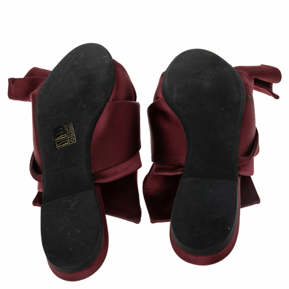 N21 Burgundy Satin Raso Knot Peep Toe Mules Size 37 Women Sandals N21 Burgundy Satin Raso Knot Peep Toe Mules Size 37 Women Sandals -N21shop luxury women n21 used shoes p505982 005