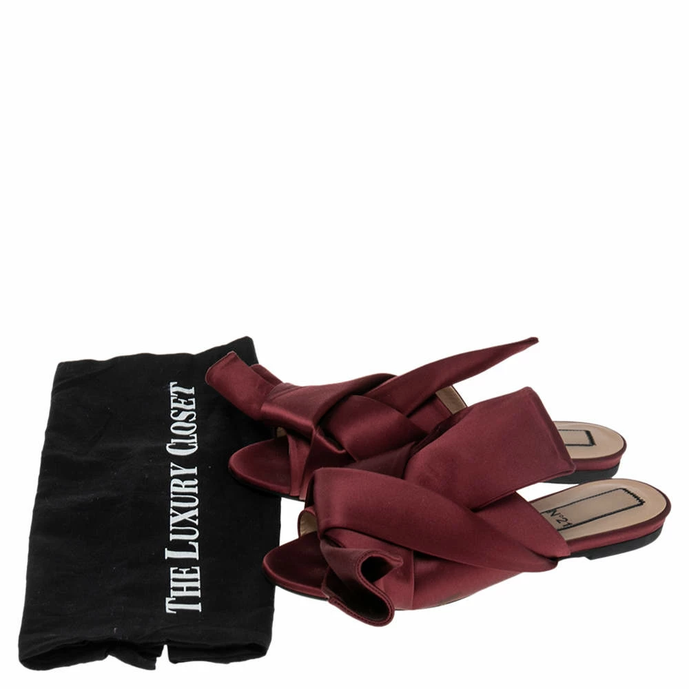 N21 Burgundy Satin Raso Knot Peep Toe Mules Size 37 Women Sandals N21 Burgundy Satin Raso Knot Peep Toe Mules Size 37 Women Sandals -N21shop luxury women n21 used shoes p505982 007