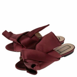 N21 Burgundy Satin Raso Knot Peep Toe Mules Size 37 Women Sandals 5 N21 Burgundy Satin Raso Knot Peep Toe Mules Size 37 Women Sandals -N21shop luxury women n21 used shoes p505982 008