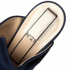N21 Navy Blue Satin Raso Knot Peep Toe Slide Mules Size 41 Women Sandals -N21shop luxury women n21 used shoes p506278 002
