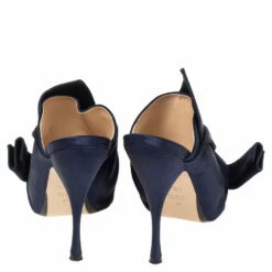 N21 Navy Blue Satin Raso Knot Peep Toe Slide Mules Size 41 Women Sandals -N21shop luxury women n21 used shoes p506278 004