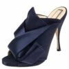 N21 Navy Blue Satin Raso Knot Peep Toe Slide Mules Size 41 Women Sandals -N21shop luxury women n21 used shoes p506278 008
