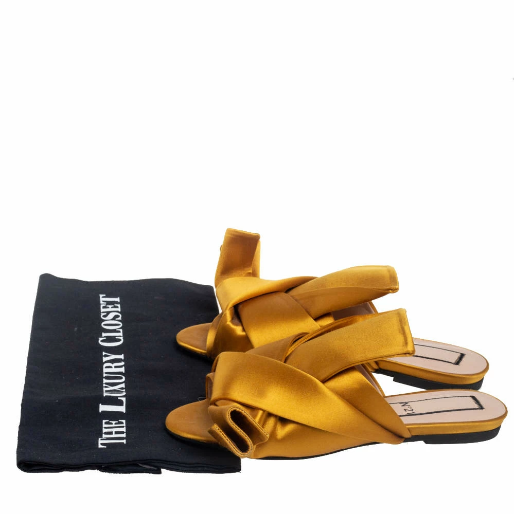 N21 Nº21 Mustard Yellow Satin Knot Mule Flats Size 36 Women N21 Nº21 Mustard Yellow Satin Knot Mule Flats Size 36 Women -N21shop luxury women n21 used shoes p508650 002