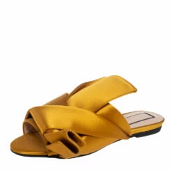 N21 Nº21 Mustard Yellow Satin Knot Mule Flats Size 36 Women