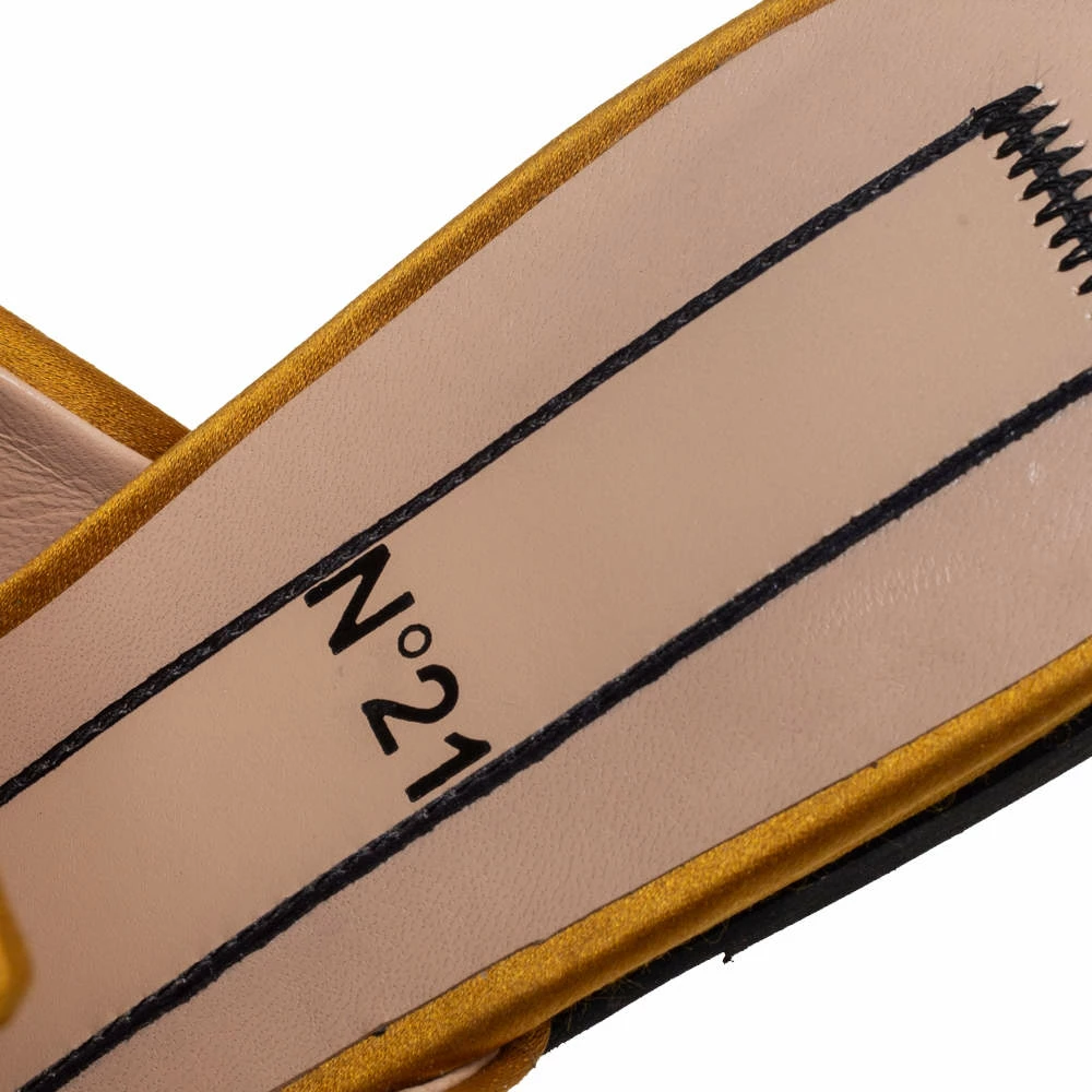 N21 Nº21 Mustard Yellow Satin Knot Mule Flats Size 36 Women N21 Nº21 Mustard Yellow Satin Knot Mule Flats Size 36 Women -N21shop luxury women n21 used shoes p508650 005