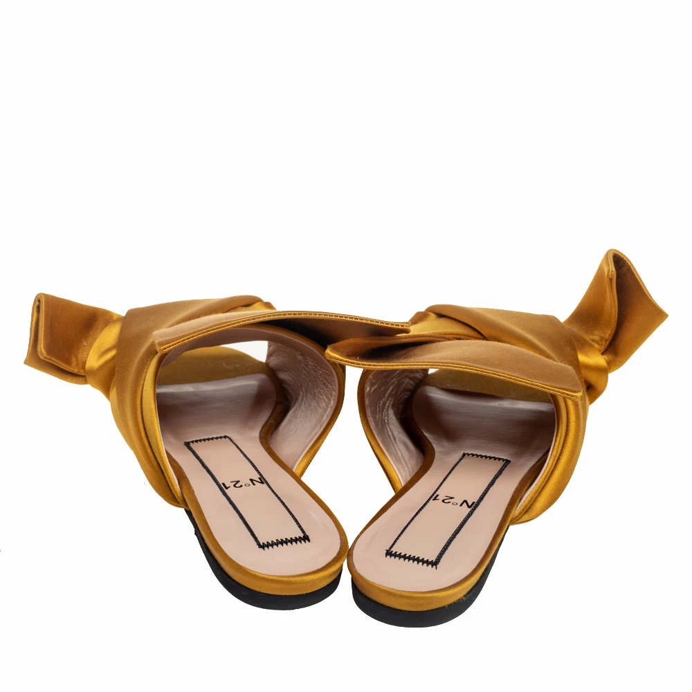 N21 Nº21 Mustard Yellow Satin Knot Mule Flats Size 36 Women N21 Nº21 Mustard Yellow Satin Knot Mule Flats Size 36 Women -N21shop luxury women n21 used shoes p508650 006