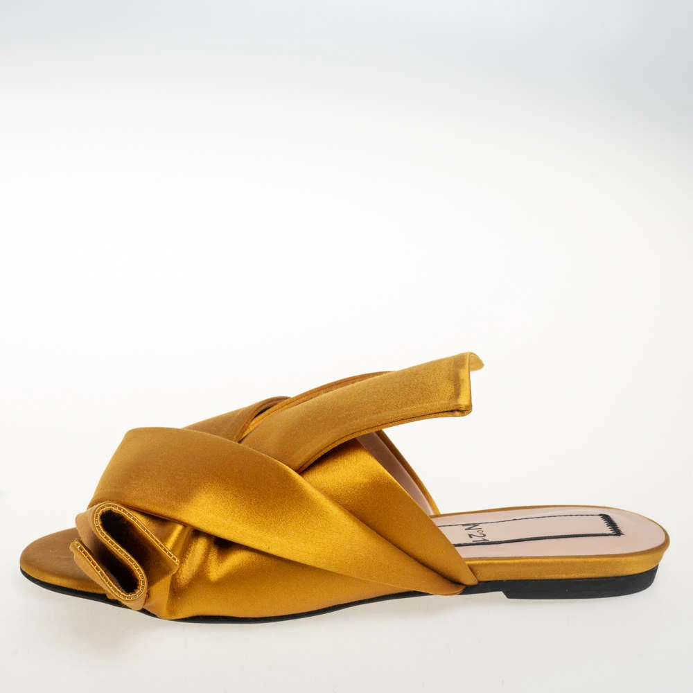 N21 Nº21 Mustard Yellow Satin Knot Mule Flats Size 36 Women N21 Nº21 Mustard Yellow Satin Knot Mule Flats Size 36 Women -N21shop luxury women n21 used shoes p508650 008