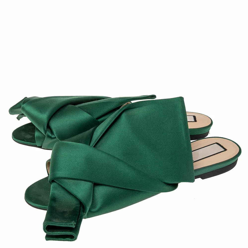 N21 N°21 Green Satin Knot Mule Slide Sandals Size 40 Women N21 N°21 Green Satin Knot Mule Slide Sandals Size 40 Women -N21shop luxury women n21 used shoes p509204 002