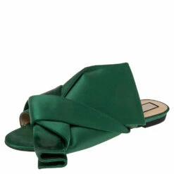 N21 N°21 Green Satin Knot Mule Slide Sandals Size 40 Women