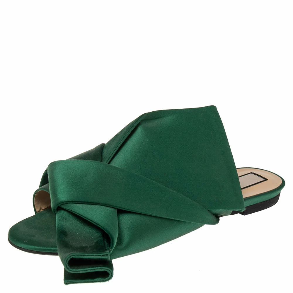 N21 N°21 Green Satin Knot Mule Slide Sandals Size 40 Women N21 N°21 Green Satin Knot Mule Slide Sandals Size 40 Women -N21shop luxury women n21 used shoes p509204 003