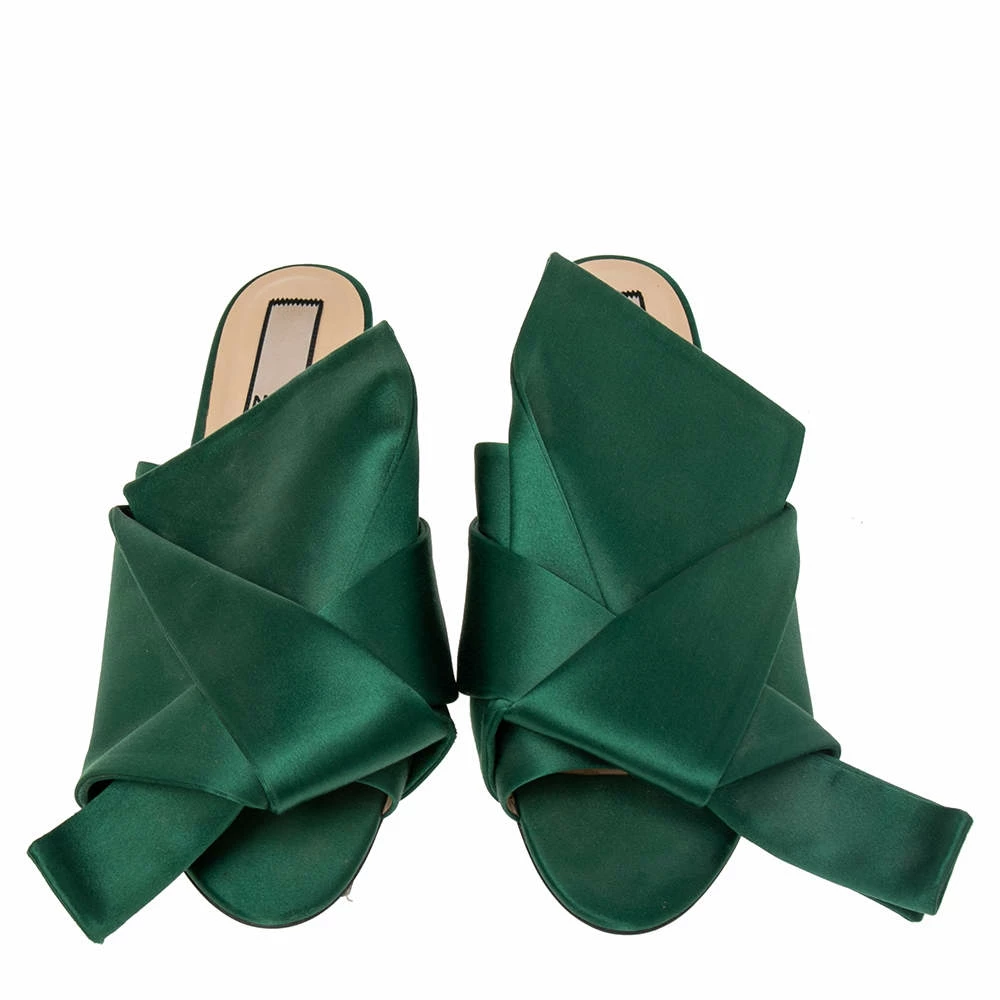 N21 N°21 Green Satin Knot Mule Slide Sandals Size 40 Women N21 N°21 Green Satin Knot Mule Slide Sandals Size 40 Women -N21shop luxury women n21 used shoes p509204 006
