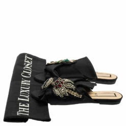 N21 N°21 Black Satin Embellished Knot Flats Sandals Size 38 Women 9 N21 N°21 Black Satin Embellished Knot Flats Sandals Size 38 Women -N21shop luxury women n21 used shoes p509340 009