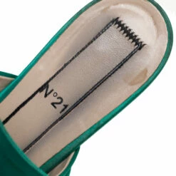 N21 Nº21 Green Satin Knot Flat Mules Size 38 Women Sandals -N21shop luxury women n21 used shoes p511301 005