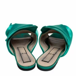 N21 Nº21 Green Satin Knot Flat Mules Size 38 Women Sandals -N21shop luxury women n21 used shoes p511301 007