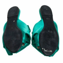 N21 Nº21 Green Satin Knot Flat Mules Size 38 Women Sandals -N21shop luxury women n21 used shoes p511301 008