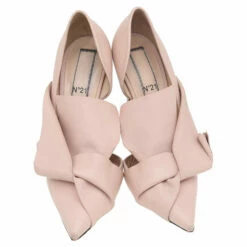 N21 N° 21 Beige Leather Abstract Bow Pointed Toe Pumps Size 39 Women -N21shop luxury women n21 used shoes p525697 006