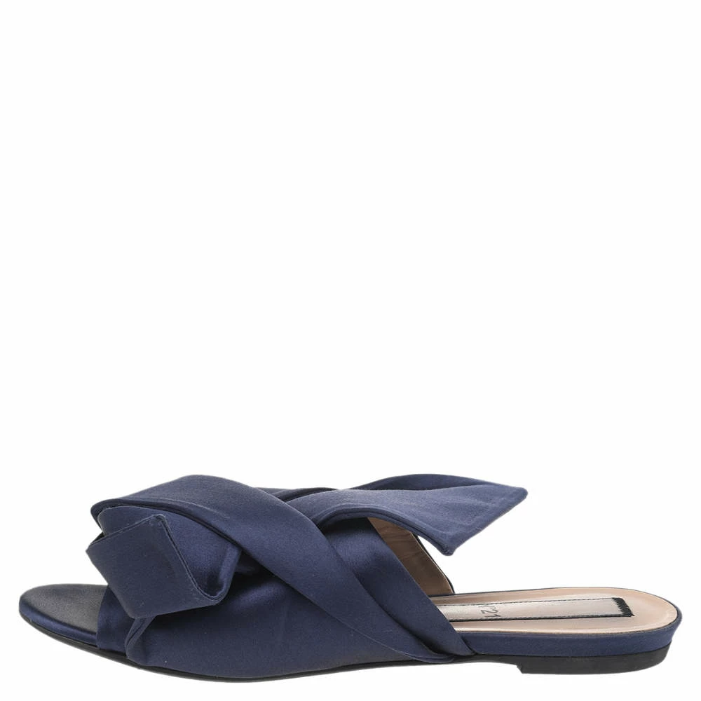N21 Blue Satin Knot Flat Slides Size 38.5 Women Flats N21 Blue Satin Knot Flat Slides Size 38.5 Women Flats -N21shop luxury women n21 used shoes p525787 003