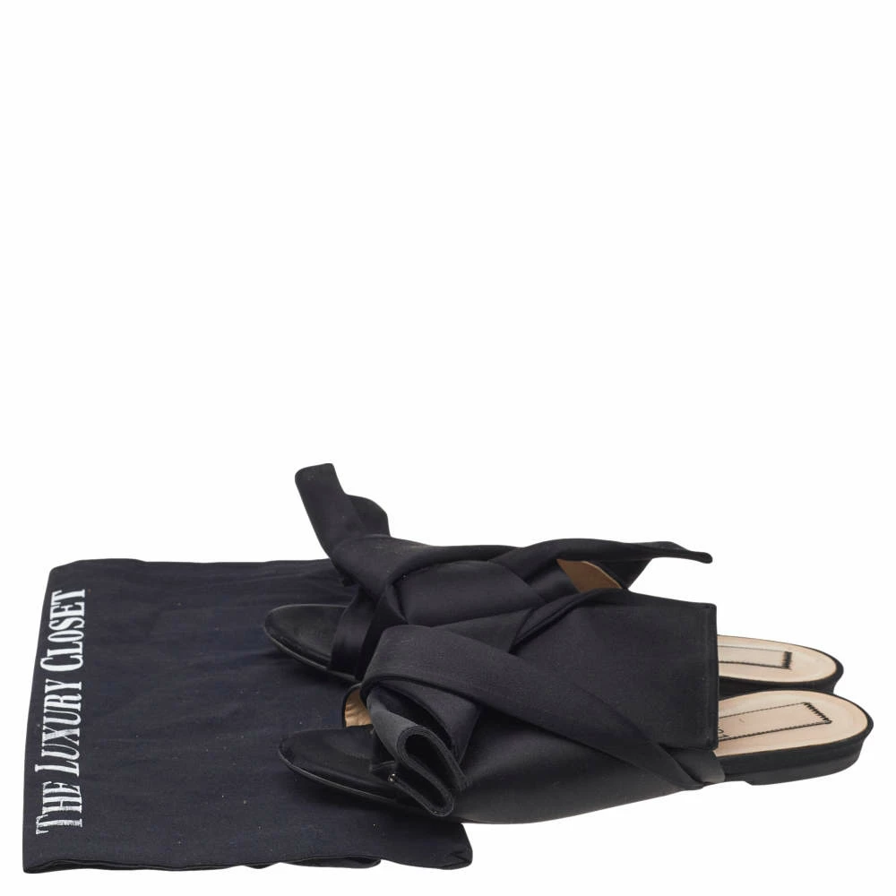 N21 Black Satin Knot Flat Sandals Size 39 Women N21 Black Satin Knot Flat Sandals Size 39 Women -N21shop luxury women n21 used shoes p526133 002