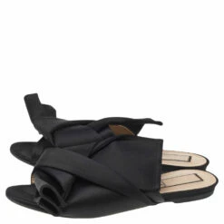 N21 Black Satin Knot Flat Sandals Size 39 Women 5 N21 Black Satin Knot Flat Sandals Size 39 Women -N21shop luxury women n21 used shoes p526133 003