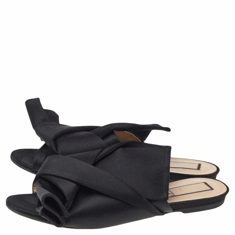 N21 Black Satin Knot Flat Sandals Size 39 Women N21 Black Satin Knot Flat Sandals Size 39 Women -N21shop luxury women n21 used shoes p526133 003