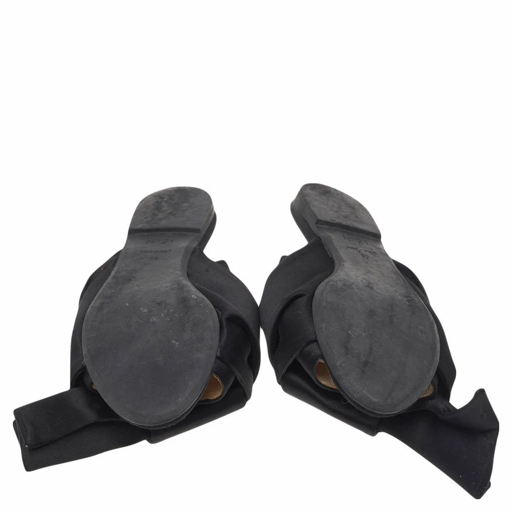 N21 Black Satin Knot Flat Sandals Size 39 Women N21 Black Satin Knot Flat Sandals Size 39 Women -N21shop luxury women n21 used shoes p526133 009