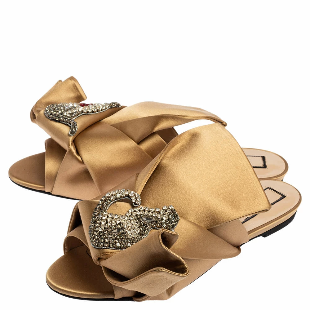 N21 Nº21 Beige Satin Raso Knot Flat Slides Size 40 Women Sandals N21 Nº21 Beige Satin Raso Knot Flat Slides Size 40 Women Sandals -N21shop luxury women n21 used shoes p532989 002