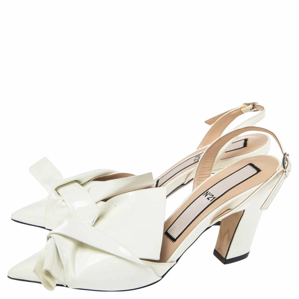 N21 Cream Patent Leather Knotted Toe Slingback Sandals Size 38 Women N21 Cream Patent Leather Knotted Toe Slingback Sandals Size 38 Women -N21shop luxury women n21 used shoes p534211 005