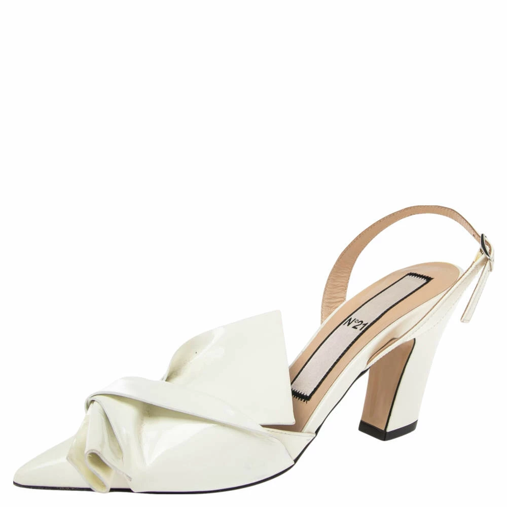 N21 Cream Patent Leather Knotted Toe Slingback Sandals Size 38 Women N21 Cream Patent Leather Knotted Toe Slingback Sandals Size 38 Women -N21shop luxury women n21 used shoes p534211 006