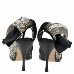 N21 Black Python And Leather Ankle Strap Sandals Size 37.5 Women -N21shop luxury women n21 used shoes p540877 005