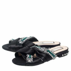 N21 Nº21 Black Satin Crystal Embellished Knotted Flat Slides Size 38 Women Flats 5 N21 Nº21 Black Satin Crystal Embellished Knotted Flat Slides Size 38 Women Flats -N21shop luxury women n21 used shoes p541365 002