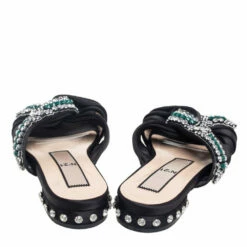 N21 Nº21 Black Satin Crystal Embellished Knotted Flat Slides Size 38 Women Flats 6 N21 Nº21 Black Satin Crystal Embellished Knotted Flat Slides Size 38 Women Flats -N21shop luxury women n21 used shoes p541365 007