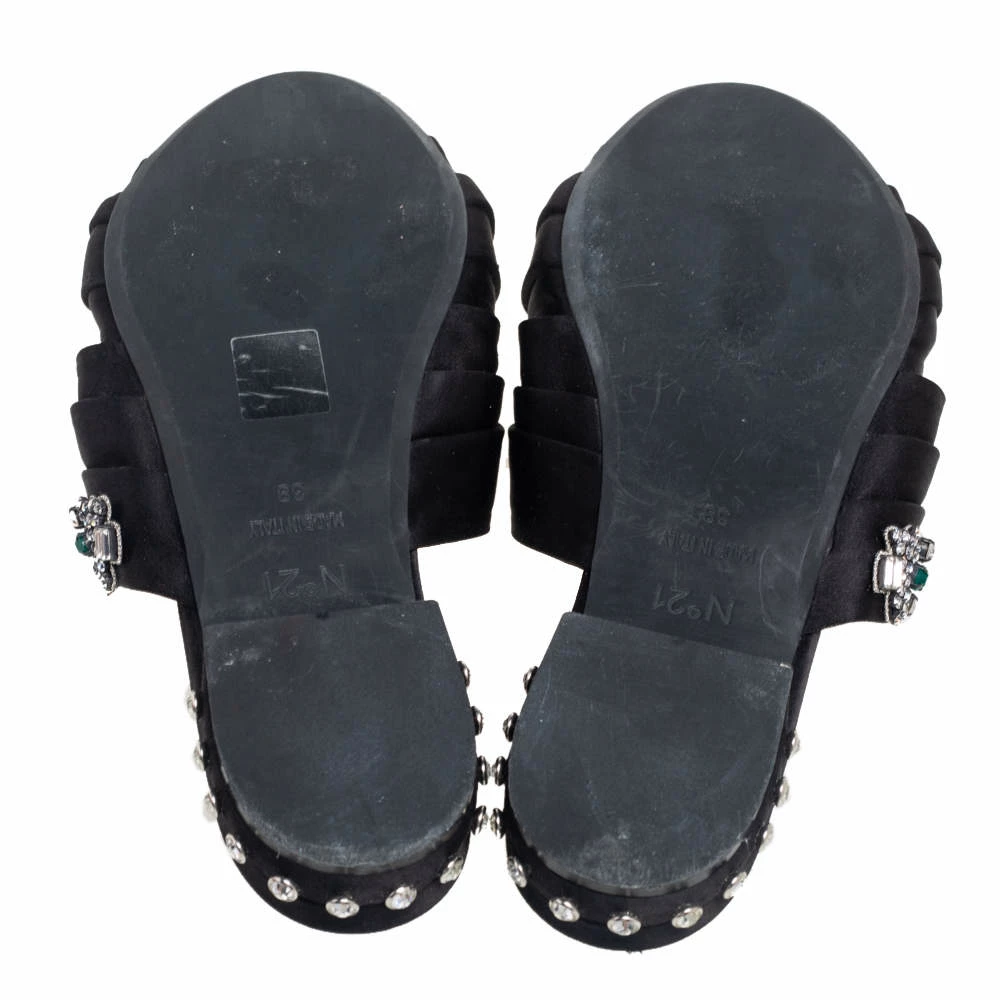 N21 Nº21 Black Satin Crystal Embellished Knotted Flat Slides Size 38 Women Flats N21 Nº21 Black Satin Crystal Embellished Knotted Flat Slides Size 38 Women Flats -N21shop luxury women n21 used shoes p541365 008