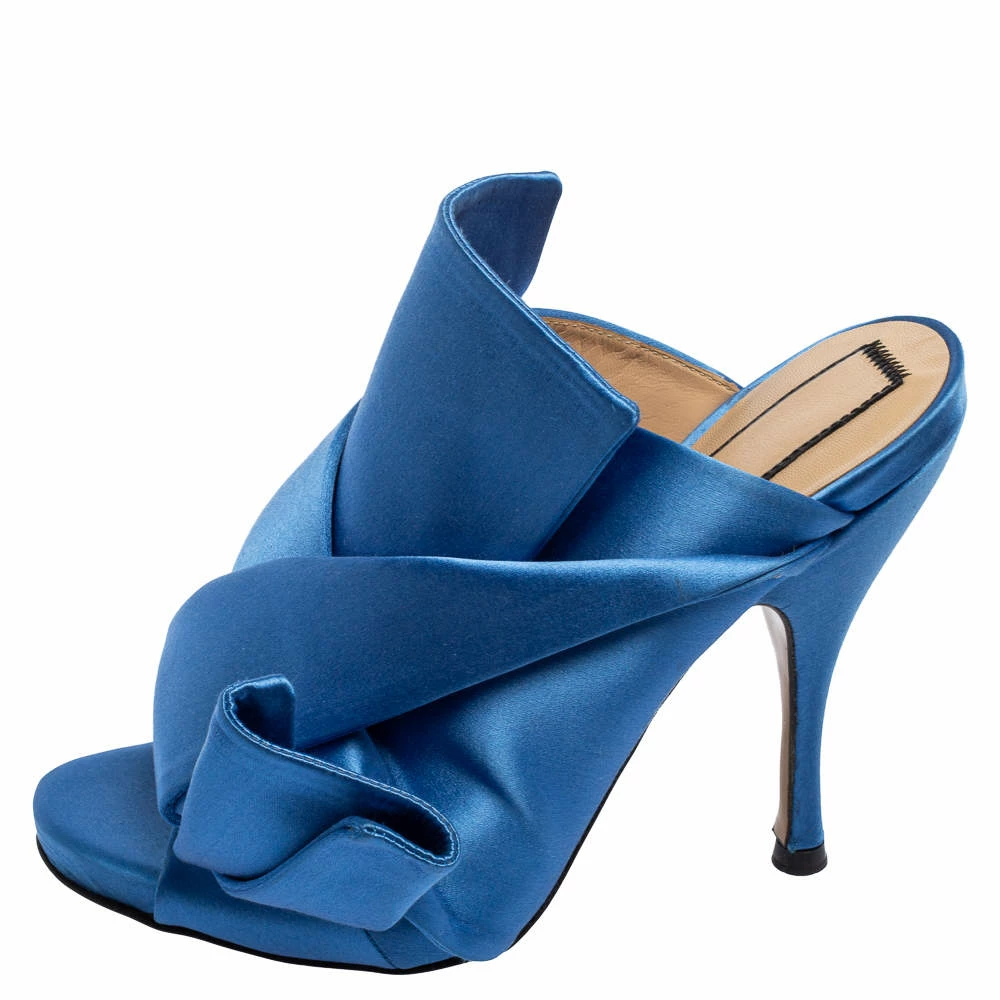 N21 Blue Satin Ronny Mule Sandals Size 36 Women N21 Blue Satin Ronny Mule Sandals Size 36 Women -N21shop luxury women n21 used shoes p542429 003