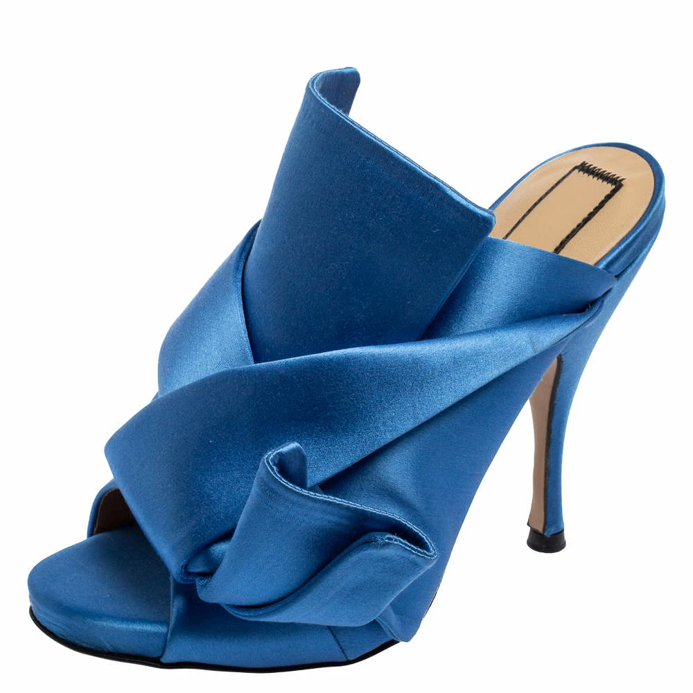 N21 Blue Satin Ronny Mule Sandals Size 36 Women N21 Blue Satin Ronny Mule Sandals Size 36 Women -N21shop luxury women n21 used shoes p542429 005
