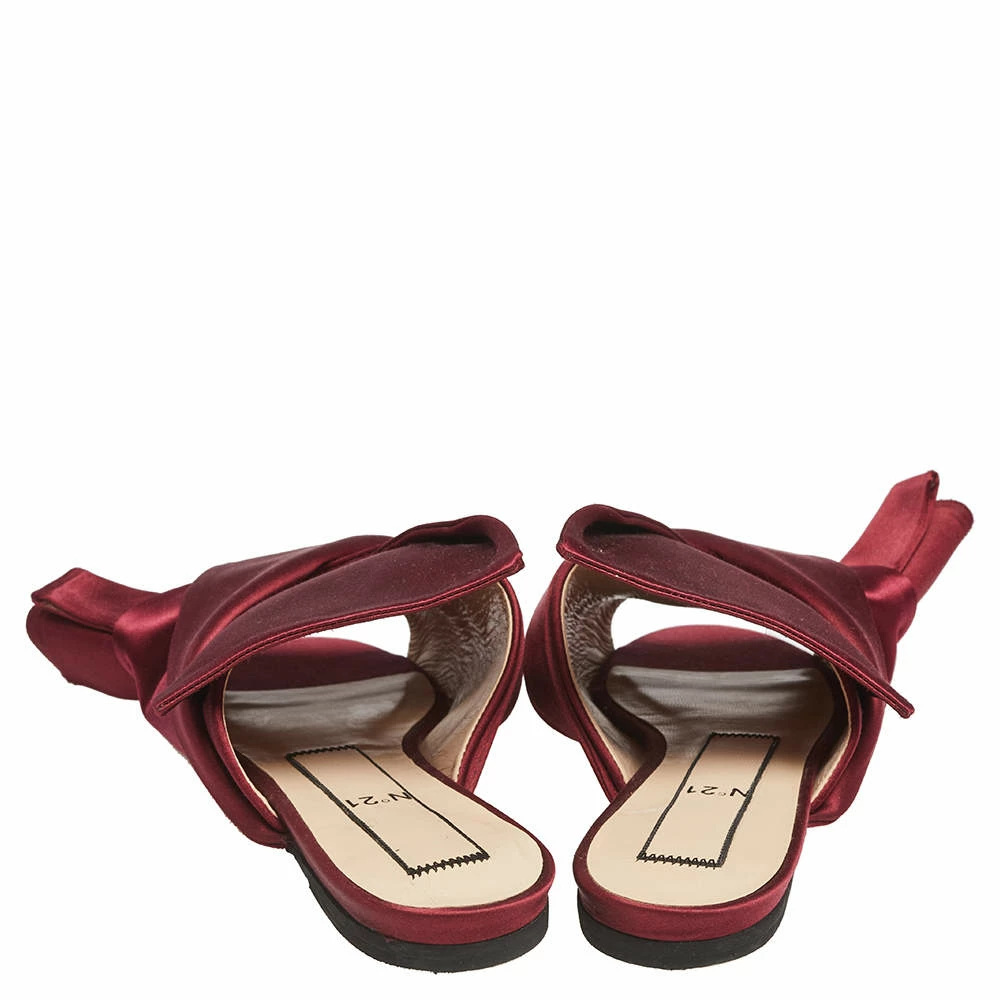 N21 Nº21 Burgundy Satin Knot Flat Mules Size 37.5 Women Sandals N21 Nº21 Burgundy Satin Knot Flat Mules Size 37.5 Women Sandals -N21shop luxury women n21 used shoes p543015 002